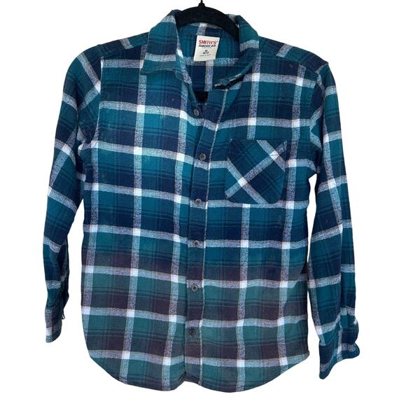 Ride it Like Your Stole it Kids Plaid Flannel Button Down Shirt MEDIUM Unique - Picture 3 of 5